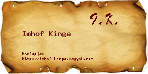 Imhof Kinga névjegykártya